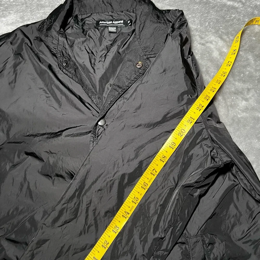 American Apparel Windbreaker Women Size Medium Black Button Up Vintage USA